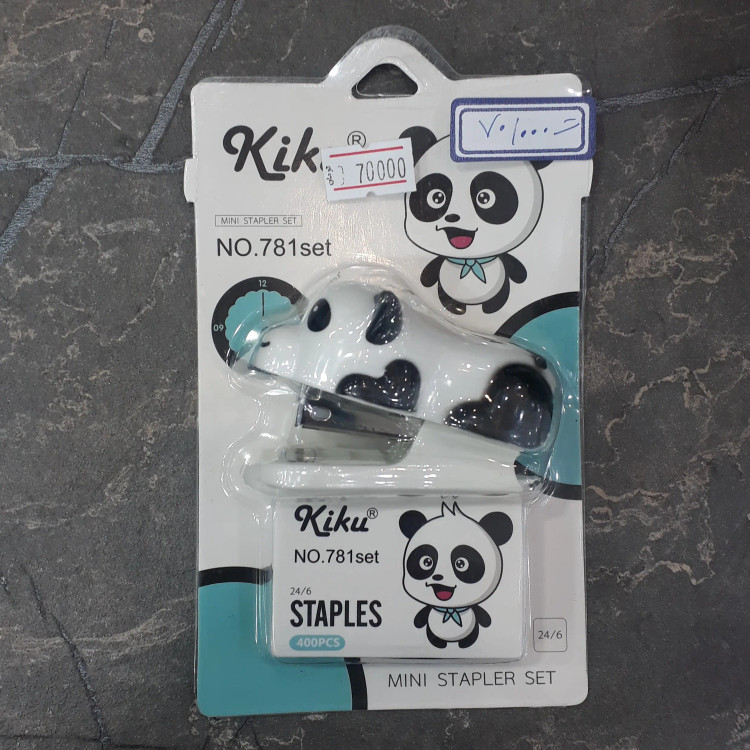 ست منگنه فانتزی طرح پاندا Kiku - منگنه کاری با طراحی بامزه پاندا، مناسب دانشآموزان و دفتر، همراه سوزن منگنه، کیفیت عالی