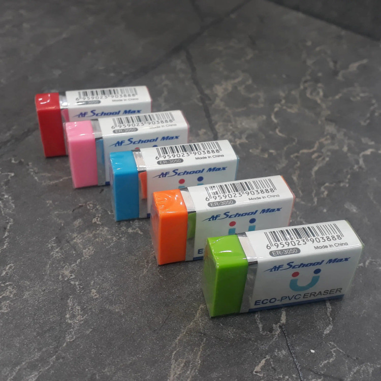 پاککن رنگی School Max در رنگهای قرمز، صورتی، آبی، نارنجی و سبز برای نوشتافزار مدرسه و دفتر