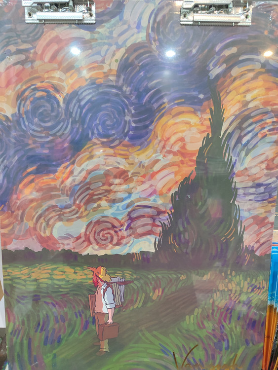 تخته شاسی سایز A2 برند HASHTAG با طرح نقاشی ونگوگ و گیره فلزی برای طراحی و نقاشی حرفهای