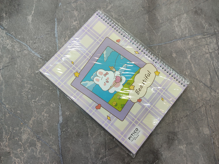 *دفتر نقاشی ۴۰ برگ Pitico با جلد فانتزی و کاغذ سفید مناسب طراحی، نقاشی و رنگآمیزی کودکان*