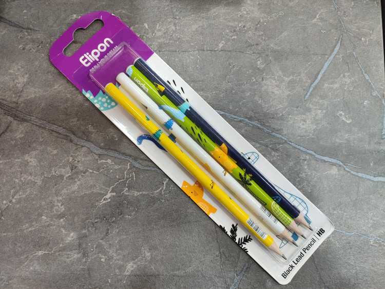بسته ۴ عددی مداد مشکی برند Elipon با طراحی خوشدست و نوشتاری روان