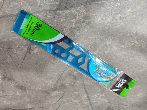 خطکش ژلهای ۳۰ سانتیمتری برند Unik با اشکال هندسی و مقاله آموزشی، ابزار آموزشی و سرگرمی کودکان