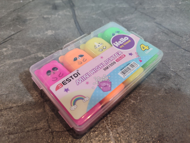 بسته ۴ تایی مینی هایلایتر BESIDI طرح گربه کد RM1559